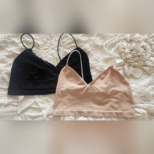 EUC Free People Black And Cream Bra Set